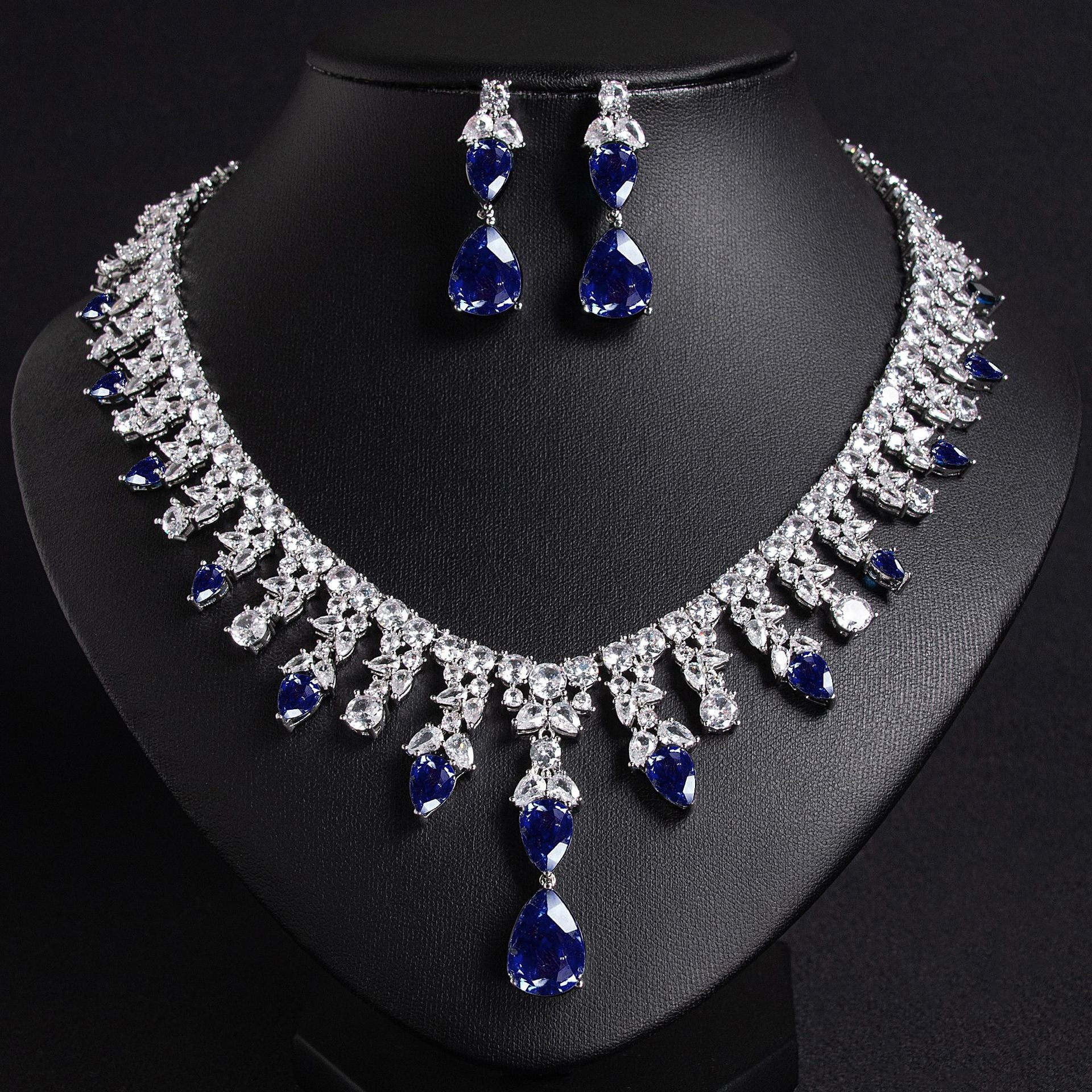 Luxus Abendkleid Schmuck Rot Zirkon Halskette