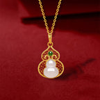 S925 Silver Hetian Jade Fulu Gourd Clavicle Chain