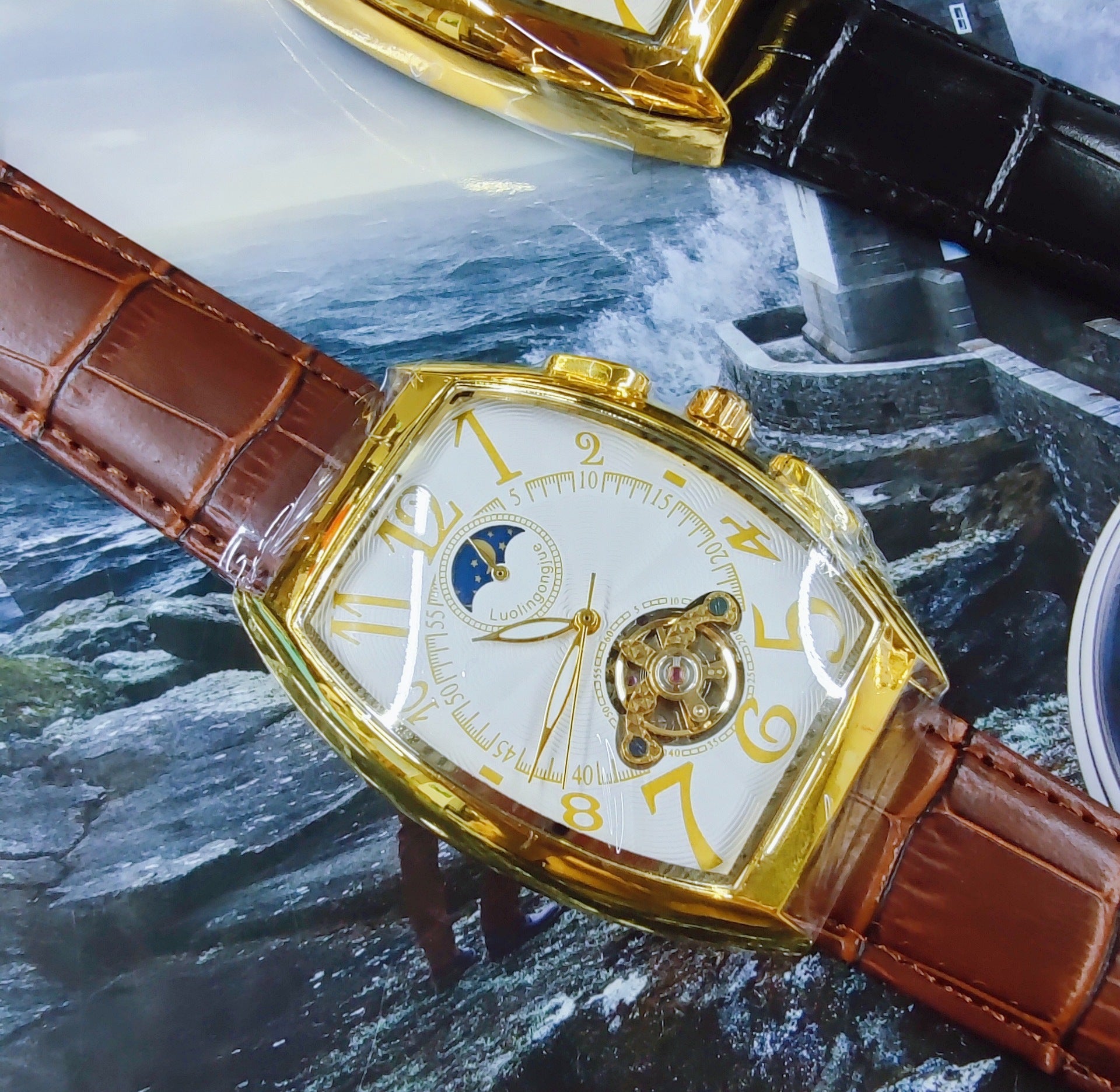 Barrel Hollow Automatic Mechanical Business Watch
