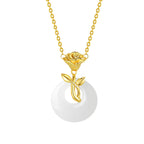 S925 Sterling Silver Chinoiserie Rose Jade Necklace