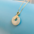 S925 Silver Hetian Jade Fish Tail Pendant Necklace
