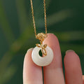 S925 Sterling Silver Chinoiserie Rose Jade Necklace