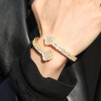 Four-Leaf Clover Zircon Hip-Hop Bracelet for Men