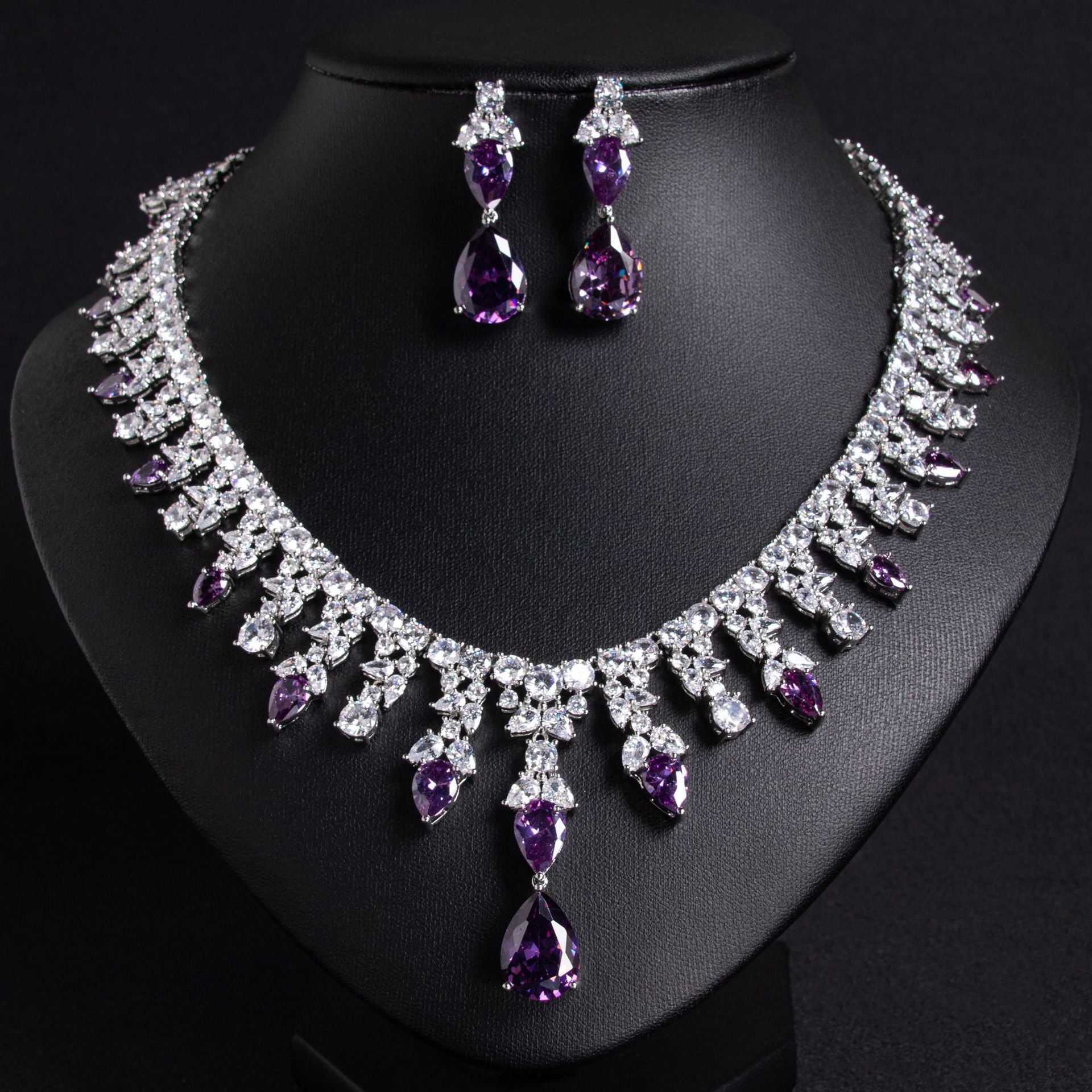 Luxus Abendkleid Schmuck Rot Zirkon Halskette