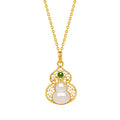 S925 Silver Hetian Jade Fulu Gourd Clavicle Chain