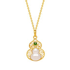 S925 Silver Hetian Jade Fulu Gourd Clavicle Chain