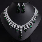 Luxury Dinner Dress Jewelry Red Zircon Necklace