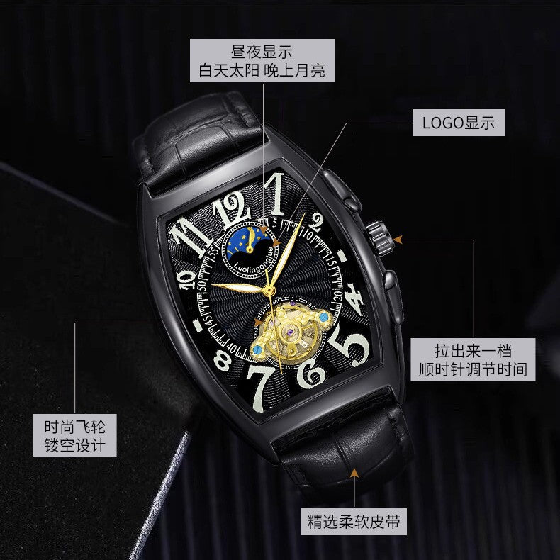 Barrel Hollow Automatic Mechanical Business Watch