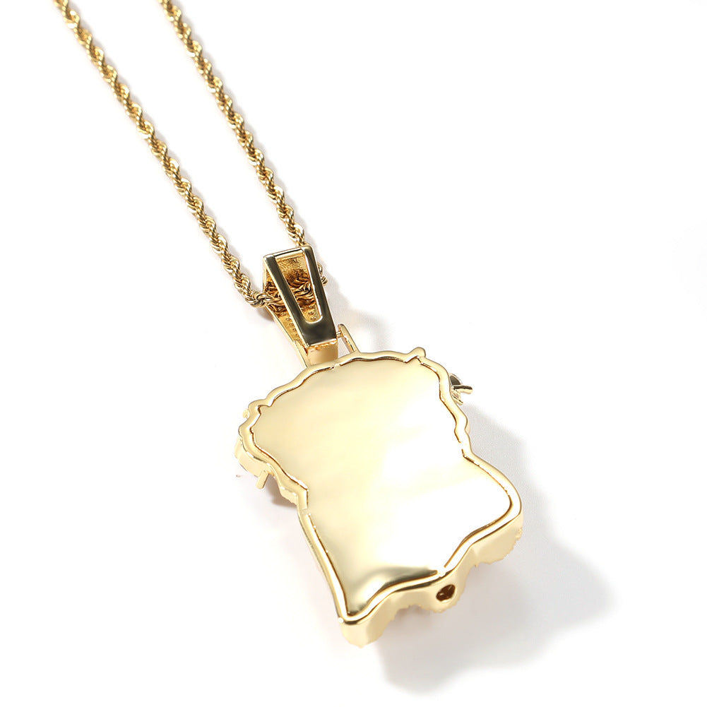 Hip-Hop Zircon Portrait Pendant Necklace for Men