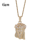 Hip-Hop Zircon Portrait Pendant Necklace for Men