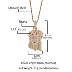 Hip-Hop Zircon Portrait Pendant Necklace for Men
