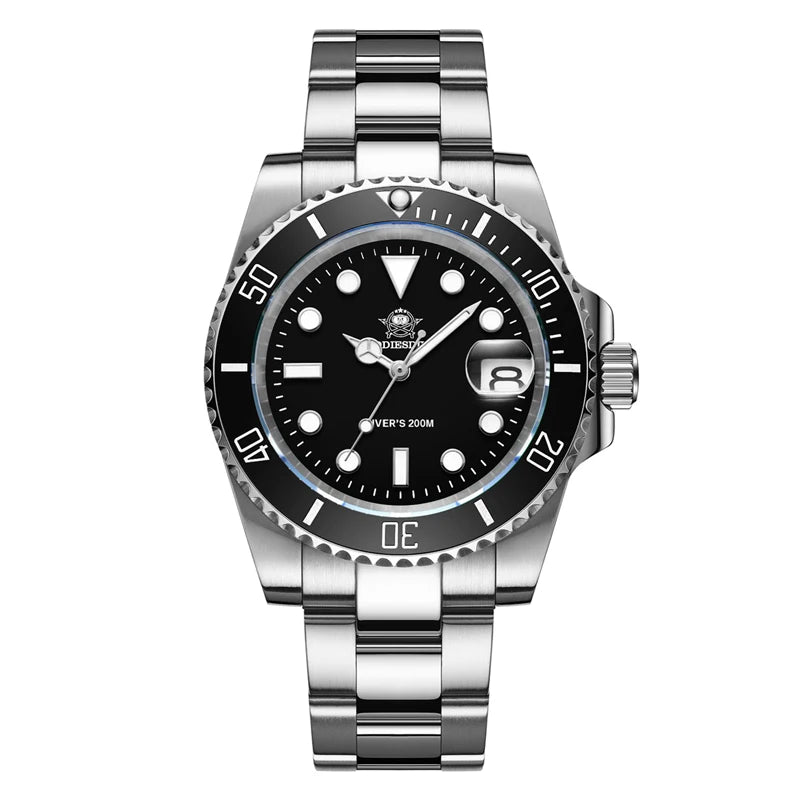 ADDIESDIVE Stainless Steel Watch Men's European and - black steel