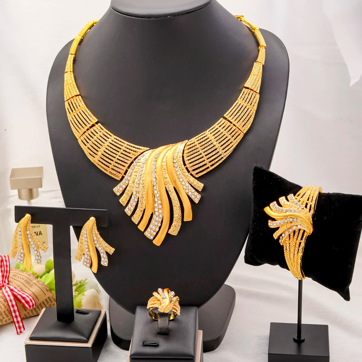 Dubai Jewelry Set For Women 24K Gold Plated Luxury.