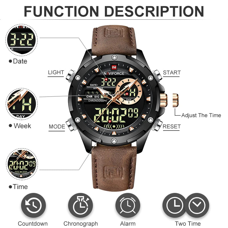 NAVIFORCE Digital Men Military Watch Waterproof