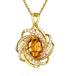 Real 18K Gold 2 Carats Topaz Pendant Women Luxury