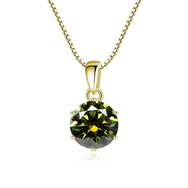 JoyceJelly 1 CT Real Moissanite Pendant Necklace For - gold Yellow Green / 45cm / 1 ct