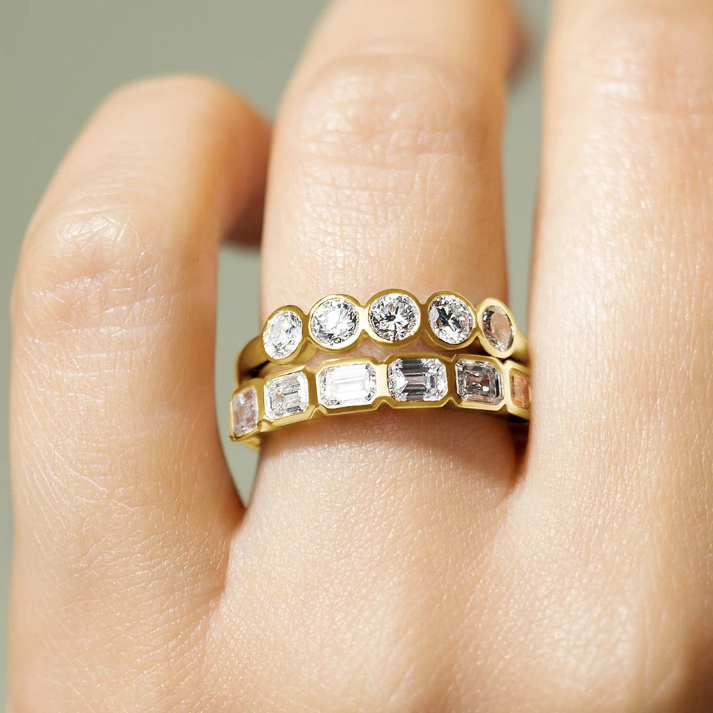 Sparkling 14K Gold Filled Round Moissanite Stackab