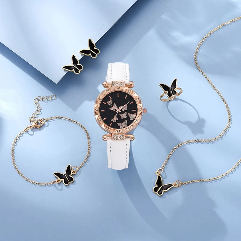 Elegant Butterfly Jewelry Set Women Watch Crystal.