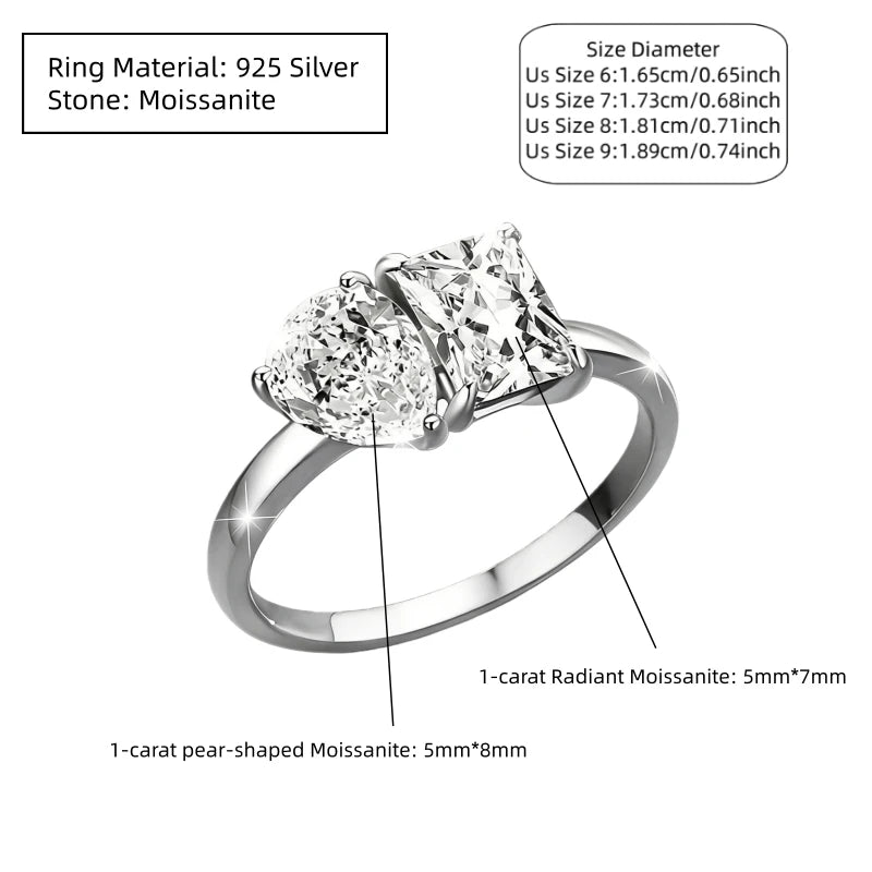 925 Sterling Silver 2-Carat Moissanite Double