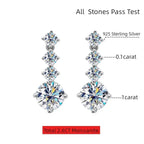 NKHOG S925 Silver Moissanite Drop Earrings For Women - White / Full Moissanite