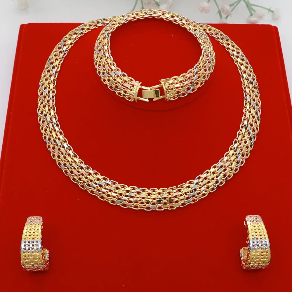 Dubai Luxury Handmade Women Jewelry Set 18k Gold-P.