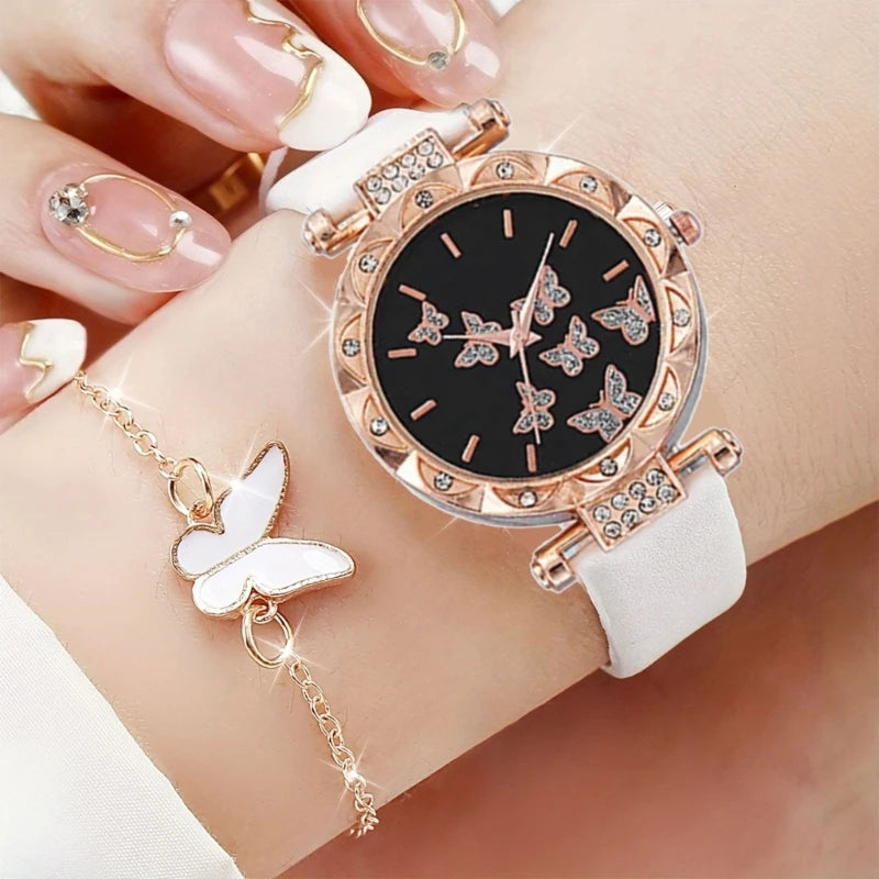 Elegant Butterfly Jewelry Set Women Watch Crystal.