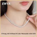 Ewya Real Tennis Plein Moissanite 3 Griffes 3/4/5mm