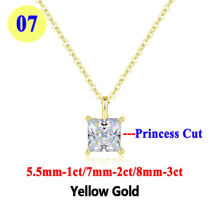 PureMax 1ct 2ct 3ct D Color VVS1 Moissanite Diamond - XL07-princess-yellow / 2ct / 45cm-add box, XL07-princess-yellow / 2ct / 45cm-add bag, XL07-princess-yellow / 3ct / 45cm-add box, XL07-princess-yellow / 3ct / 45cm-add bag, XL07-princess-yellow / 1ct / 45cm-add box, XL07-princess-yellow / 1ct / 45cm-add bag