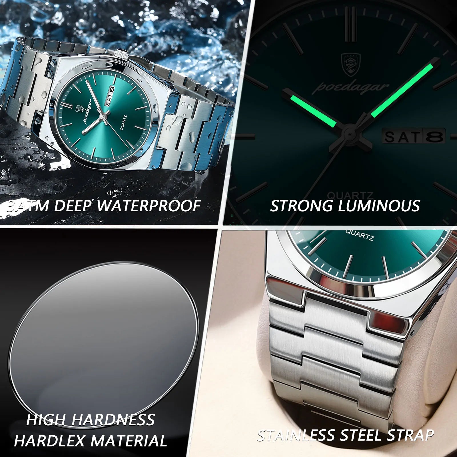 POEDAGAR Luxury Men's Watches Waterproof Luminous Date
