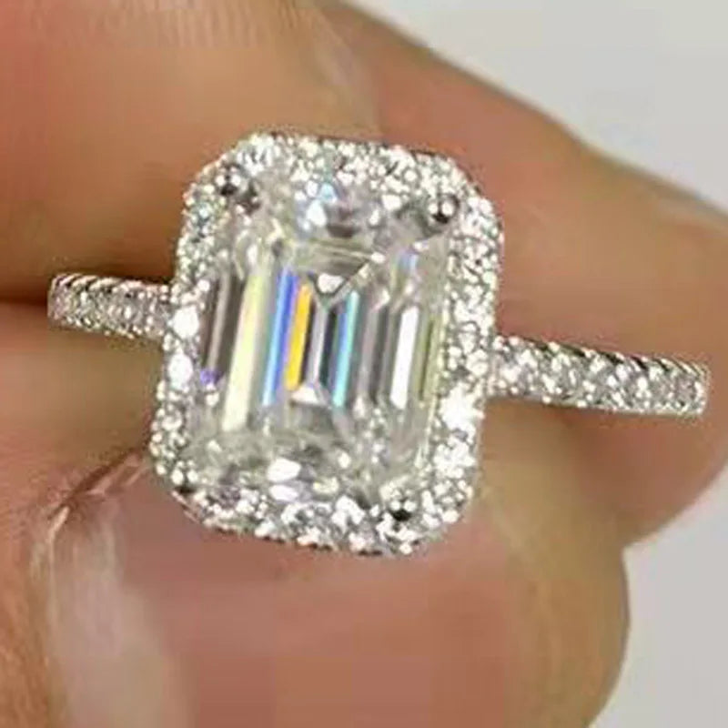 Aeteey Moissanite Diamond Square Ring D Color 1CT