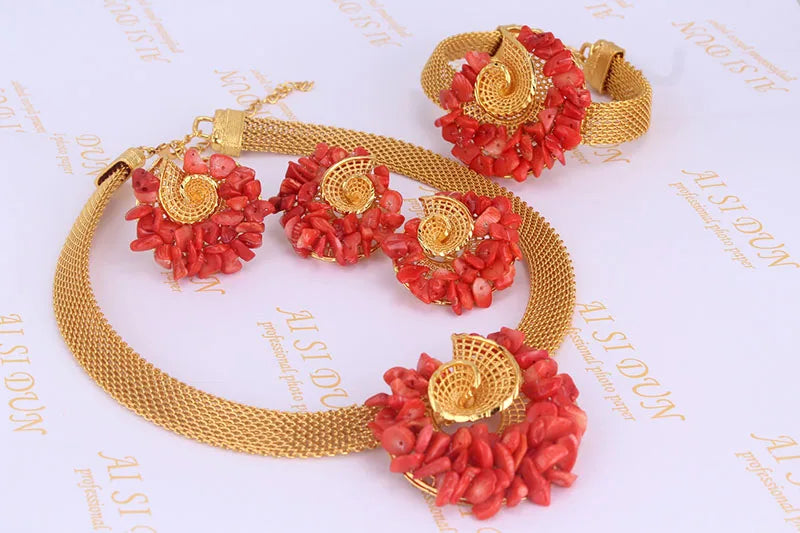 Traditional Orange / Red Coral Beads Africa Nigeri