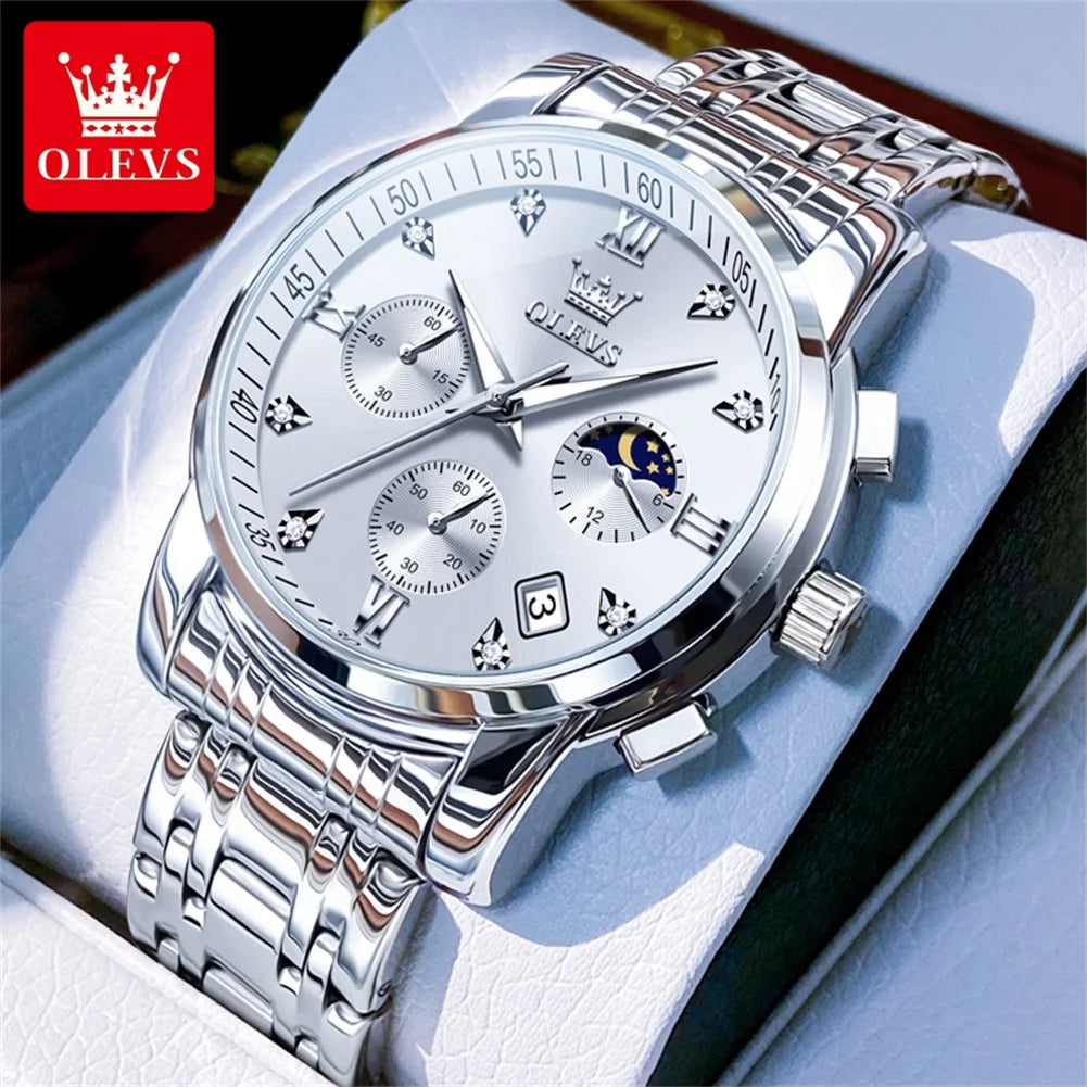 Olevs 2858 Men's Watches Stainless Steel Waterproo.