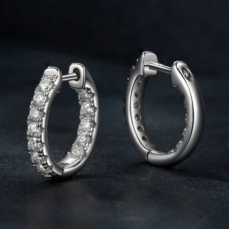 Bamoer U Moissanite Hoop Earrings 925 Sterling Silver