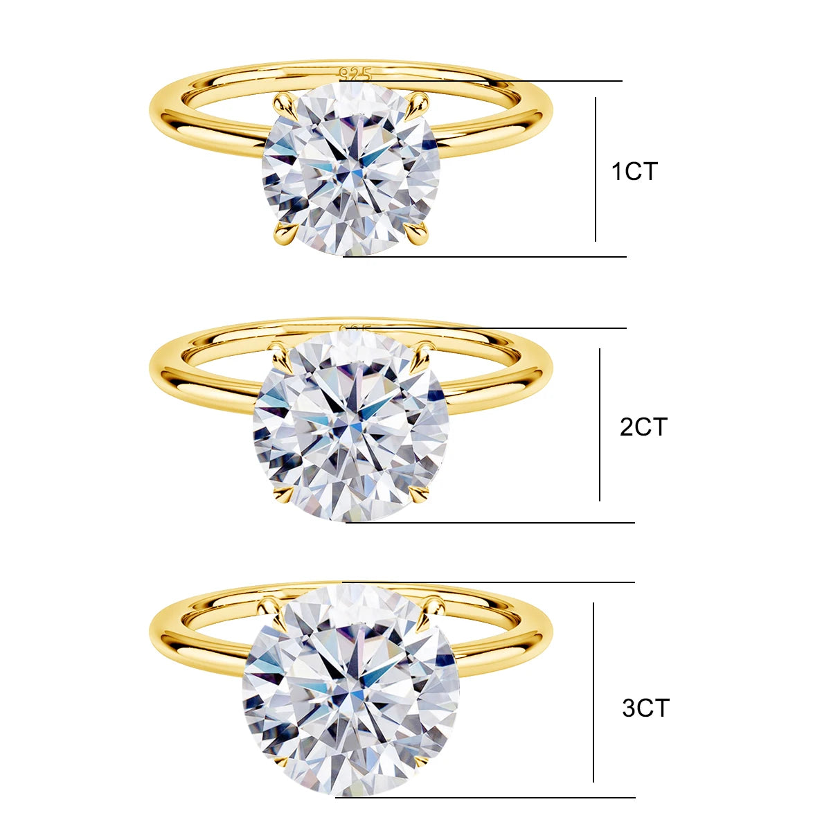1ct 2ct 3ct 5ct D Color VVS1 Moissanite Ring Engag.