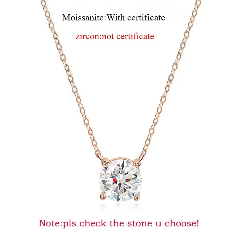 Smyoue 1-5CT Rose Gold Color Moissanite Necklace for