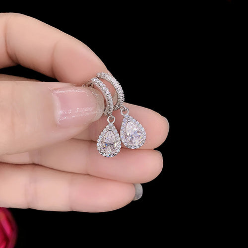 1carat Waterdrop Moissanite Hoop Earrings for