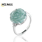 S925 Silver Set Myanmar Jadeite Blue Water Rose.
