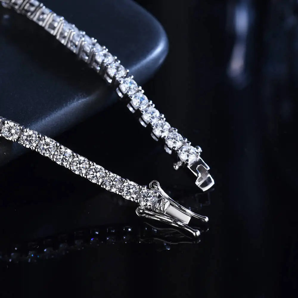 TY 3mm 4mm Moissanite Tennis Bracelet 925 Sterling