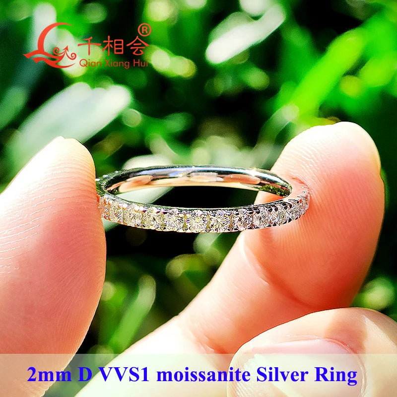 Solid 2mm 3mm White Round Moissanite Diamond Full