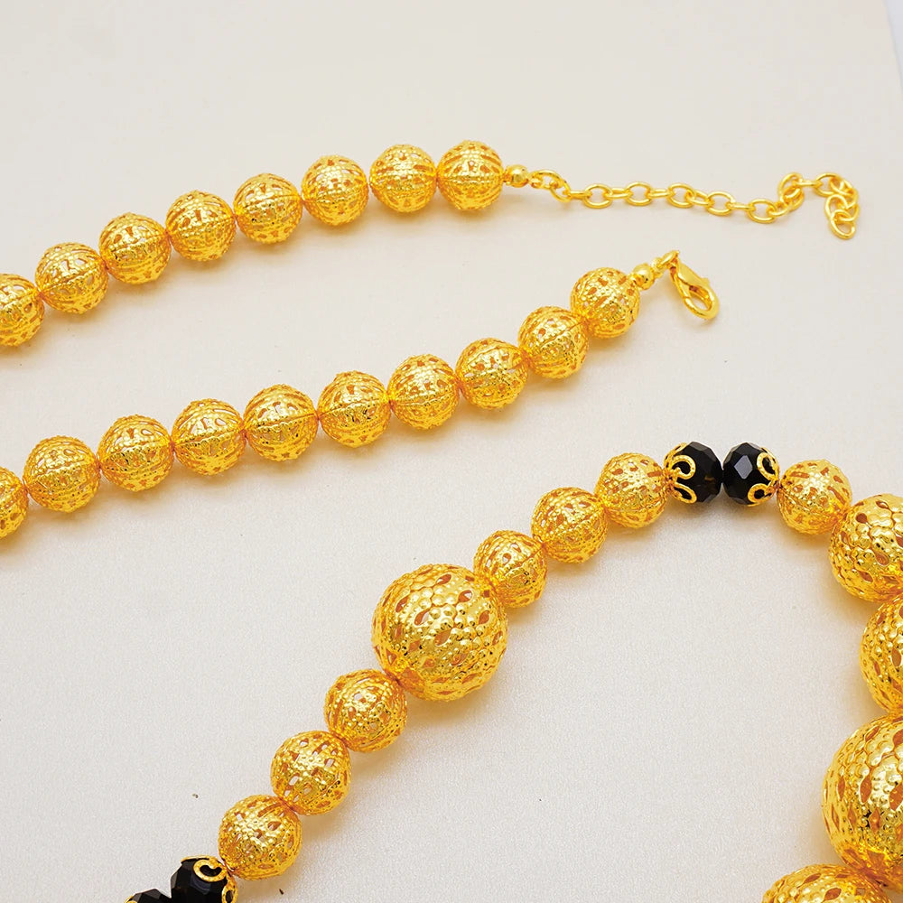 2024 Dubai Gold Color Jewelry Set Layered Necklace Big