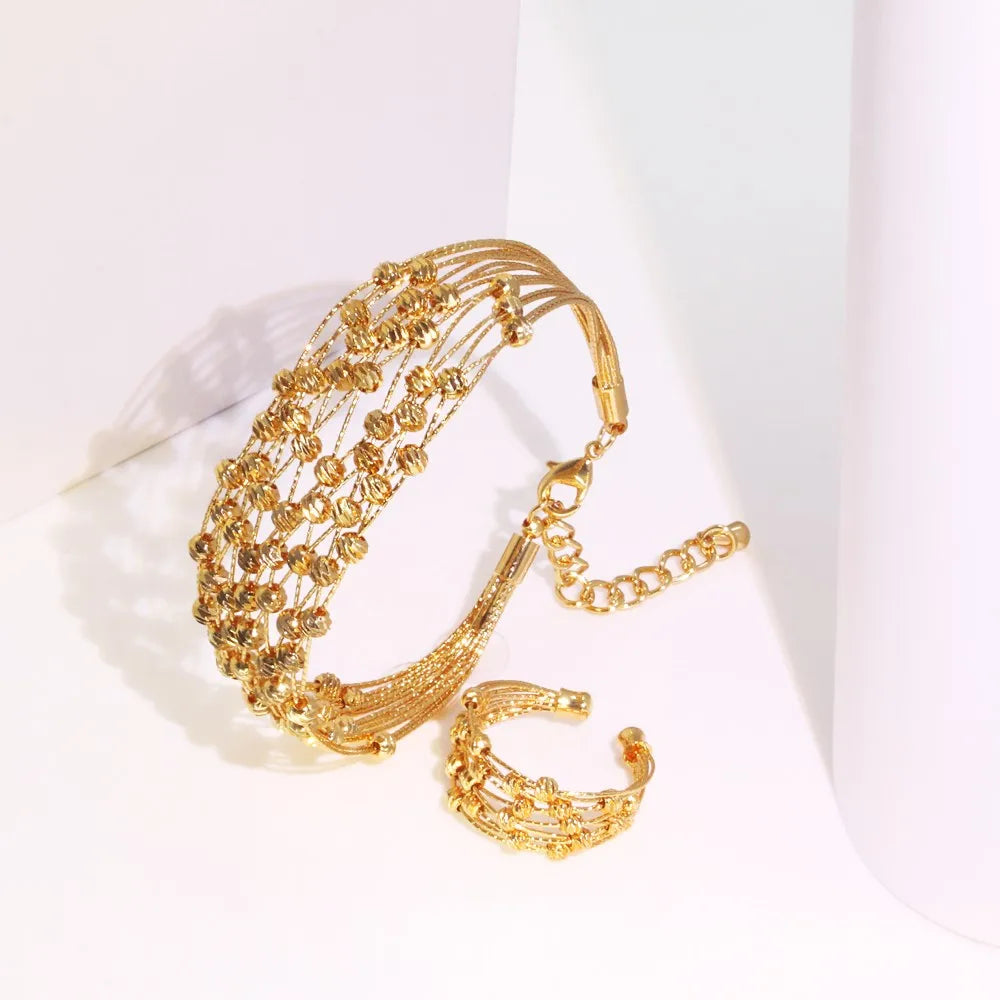 GZJPEI Handmade Women Jewelry Set Multi-layer 18K Gold