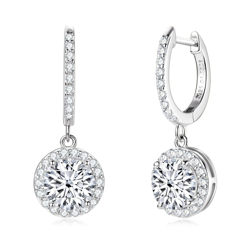 Anziw 3.0CT D Moissanite Pendant Hoop Earrings 925 - White Gold S925 / 3.0Carat moissanite, White Gold S925 / 2.0Carat moissanite, White Gold S925 / 1.0Carat moissanite