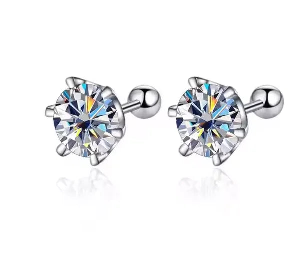 TY 0.3-2CT Moissanite Earrings 925 Sterling Silver - white / 1ct 6.5mm / China Mainland, white / 0.8ct 6mm / China Mainland, white / 2ct 8mm / China Mainland, white / 0.2ct 3.5mm / China Mainland, white / 0.5ct 5mm / China Mainland, white / 0.3ct 4mm / China Mainland