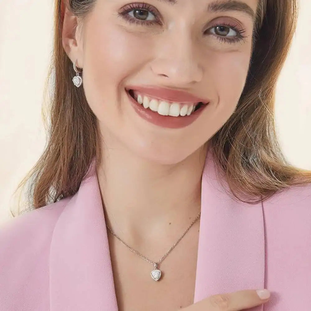 1CT Heart Cut Moissanite Necklace for Women 18K