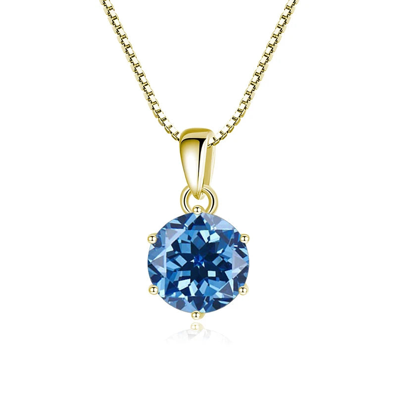 Butterflykiss 1 CT Real Moissanite Pendant Necklace - gold royal blue / 45cm