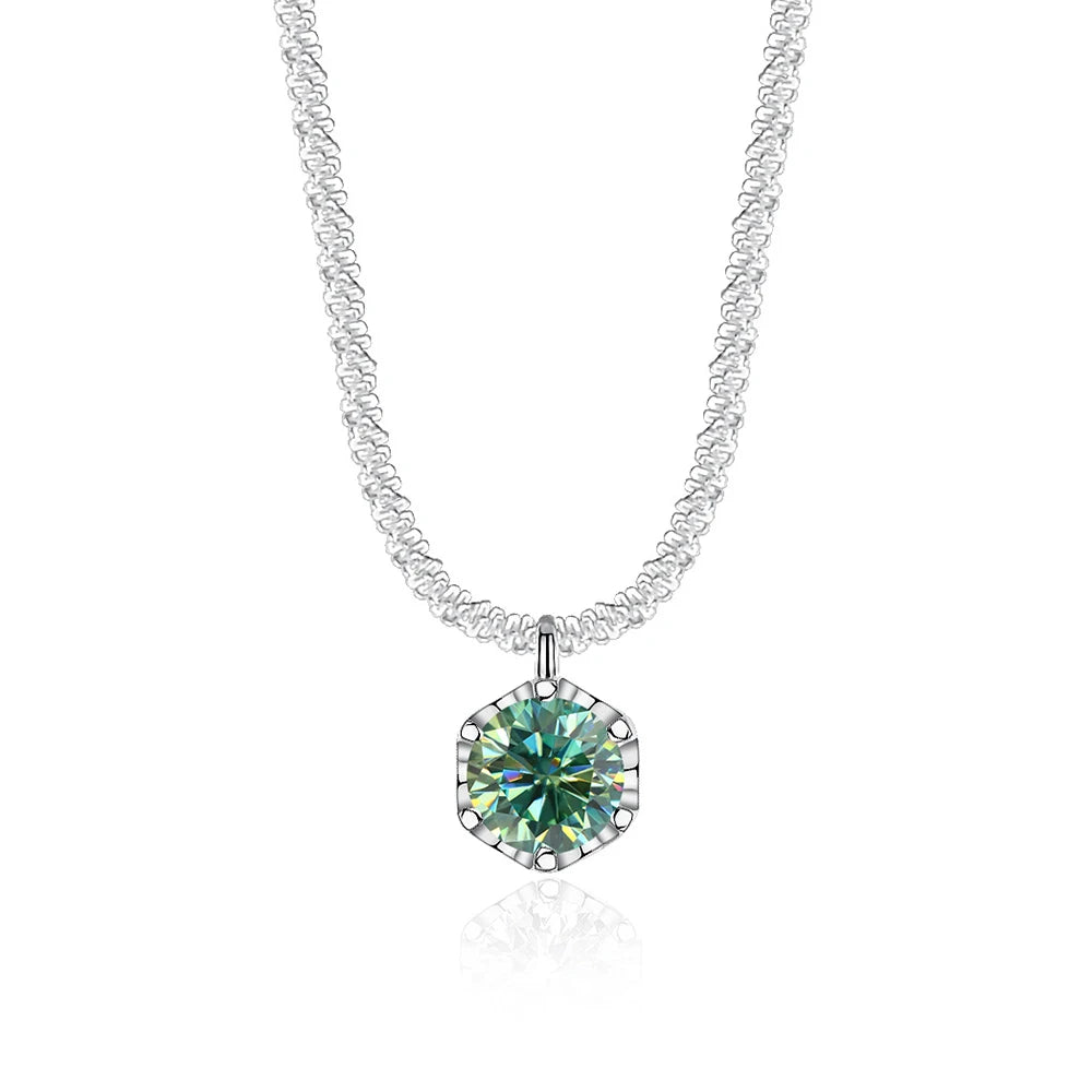 Luxury 1CT GRA Sparkling Moissanite Diamond White - Blue Green / 40 plus 5cm / 1ct silver|China Mainland