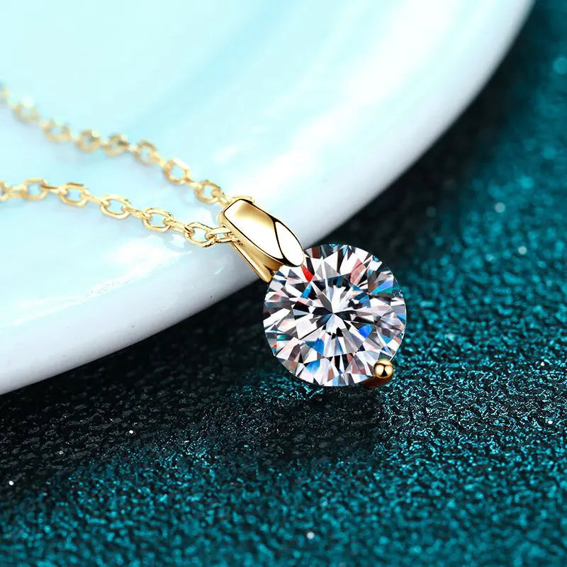 OXTAO 2CT 1CT D Color Real Moissanite Pendant Necklace
