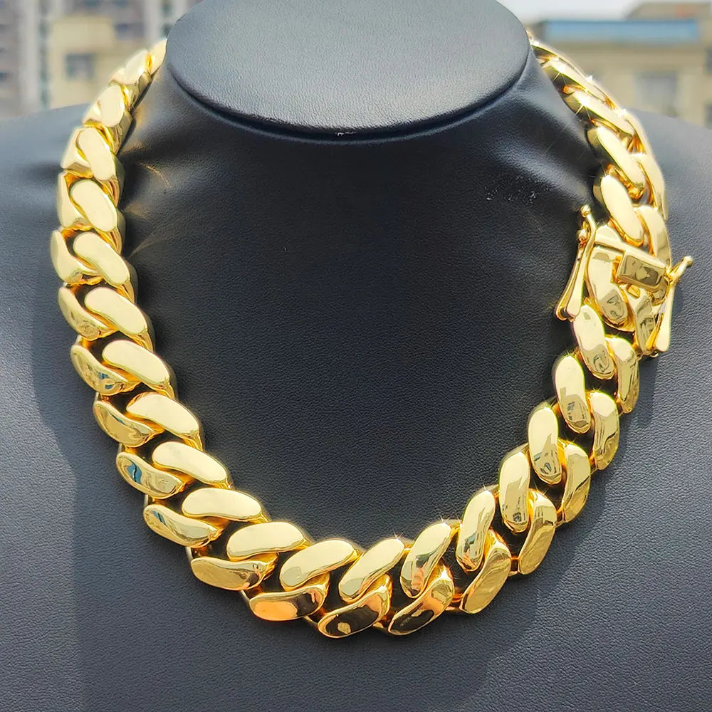 Fashion 22MM Width Miami Brass Cuban Link Chain