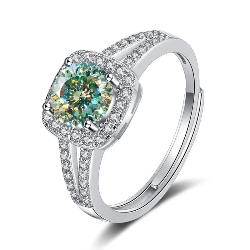 JoyceJelly 13-farbiger echter Moissanitring 1 Karat 6,5 MM