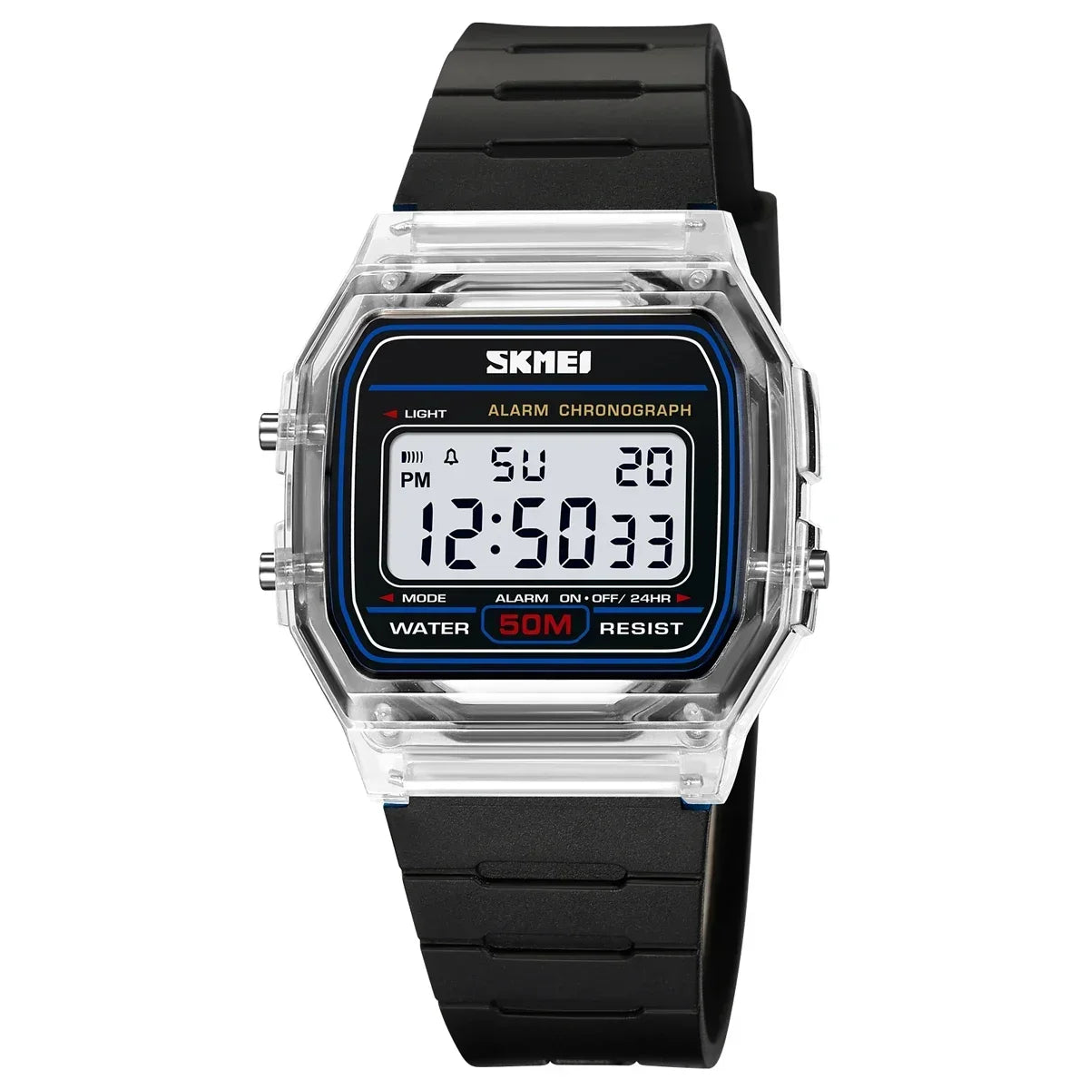 SKMEI 2056 Waterproof Sports Watch for Men Women - white black
